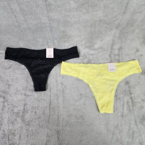 Auden Other - 2 PK Womens MICRO THONG Auden Black & Yellow mixed lot Underwear Size M (8-10)